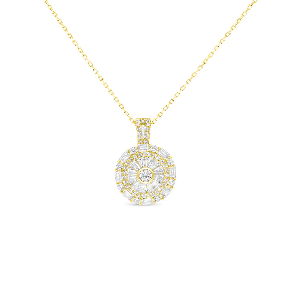 Sterling Silver 925 Necklace Gold Plated Embedded With White CZ