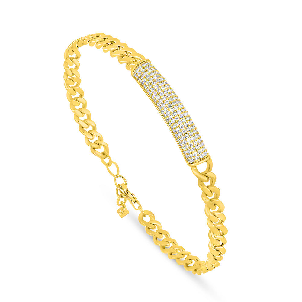 Sterling Silver 925 Bracelet Golden Plated Embedded With White Zircon