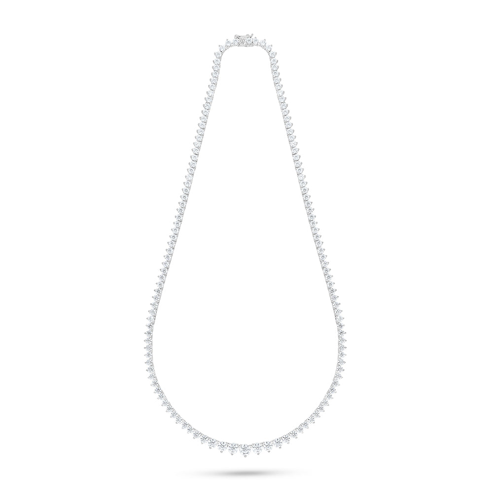 Sterling Silver 925 Necklace Rhodium Plated Embedded With White Zircon