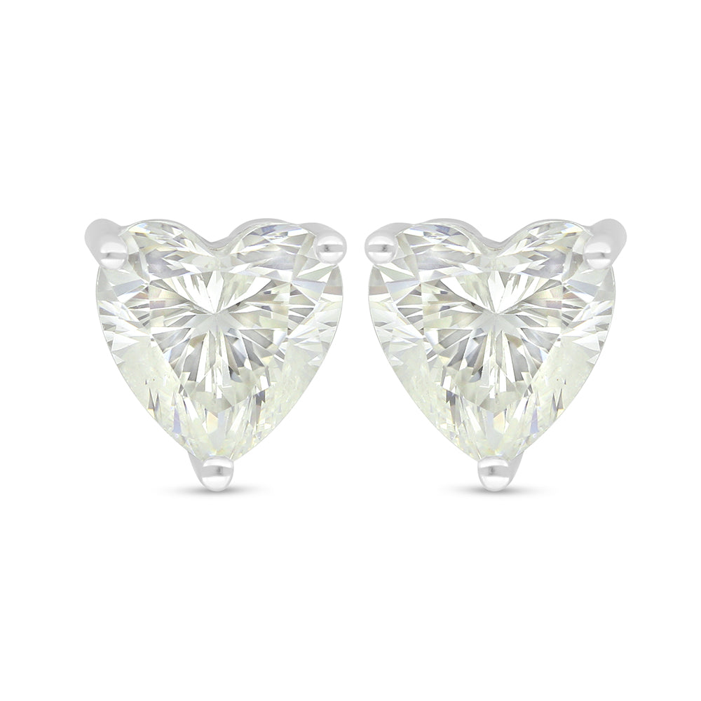 Sterling Silver 925 Earring Rhodium Plated Embedded With Yellow Diamond