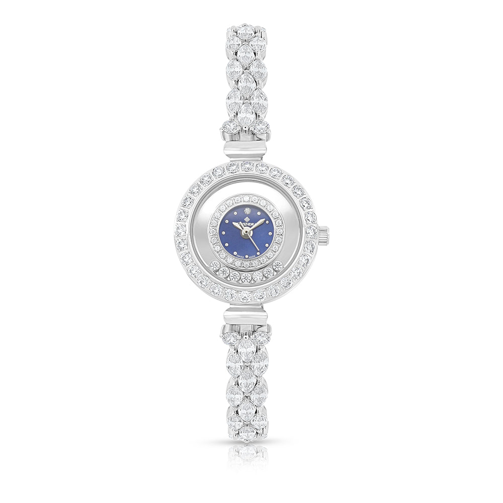 ساعة ستانلس ستيل عيار 316 فص ابيض المينا حجر صدف ام اللالئ الازرق