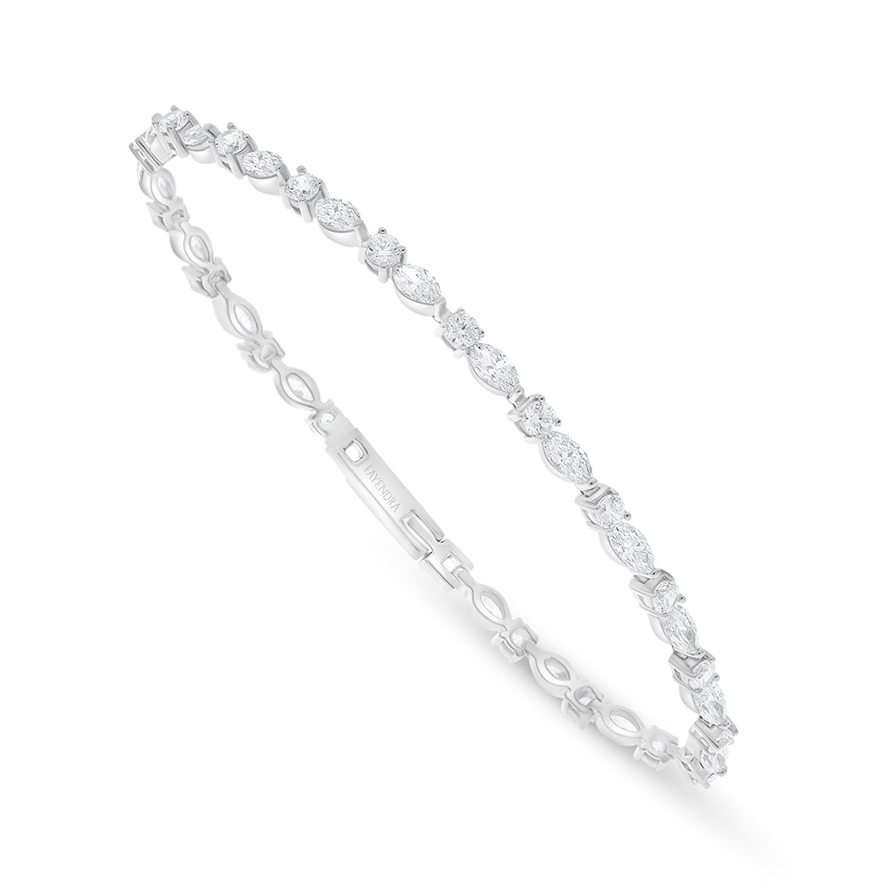 Sterling Silver 925 Bracelet Rhodium Plated Embedded With White Zircon