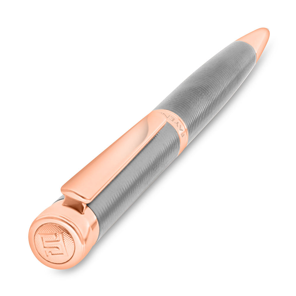 Fayendra Pen Gray And Rose Golden Plated Embedded With Striped Pattern