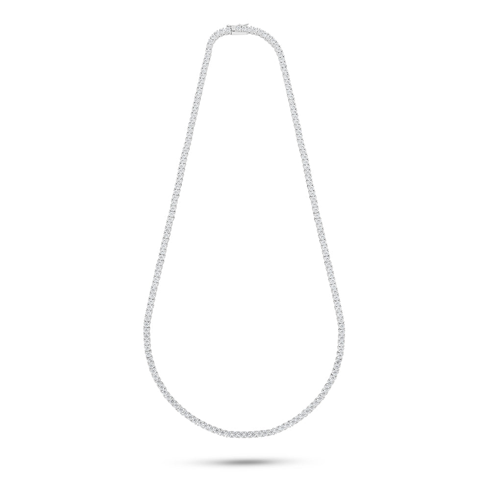 Sterling Silver 925 Necklace Rhodium Plated Embedded With White Zircon