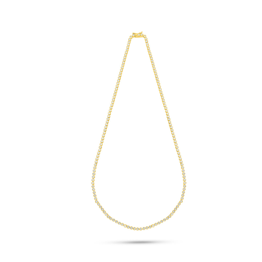 Sterling Silver 925 Necklace Golden Plated Embedded With White Zircon
