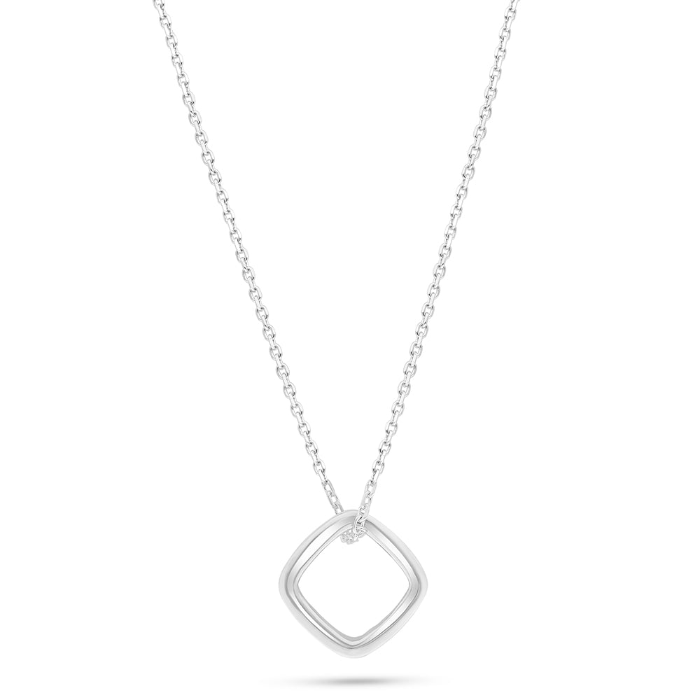 Sterling Silver 925 Necklace Rhodium Plated Embedded With White Zircon