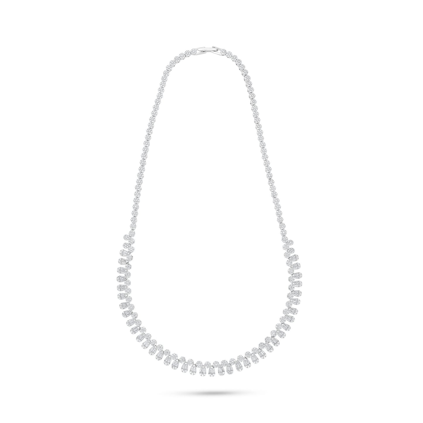 Sterling Silver 925 SET Rhodium Plated Embedded With White Zircon