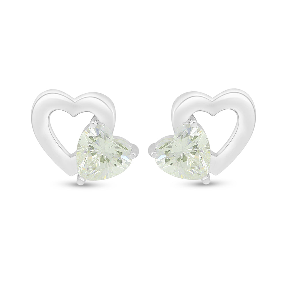 Sterling Silver 925 Earring Rhodium Plated Embedded With Diamond Zircon