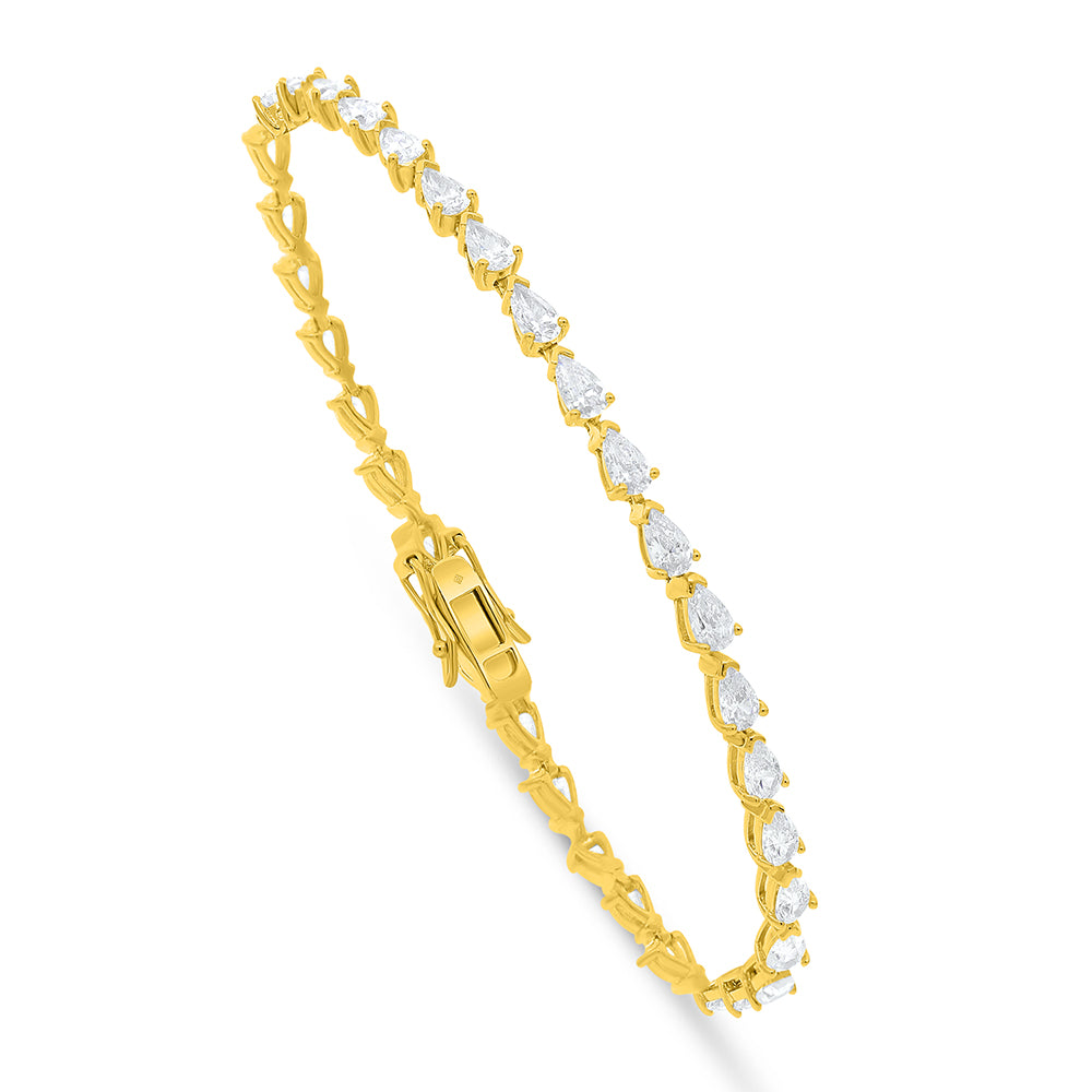 Sterling Silver 925 Bracelet Golden Plated Embedded With White Zircon