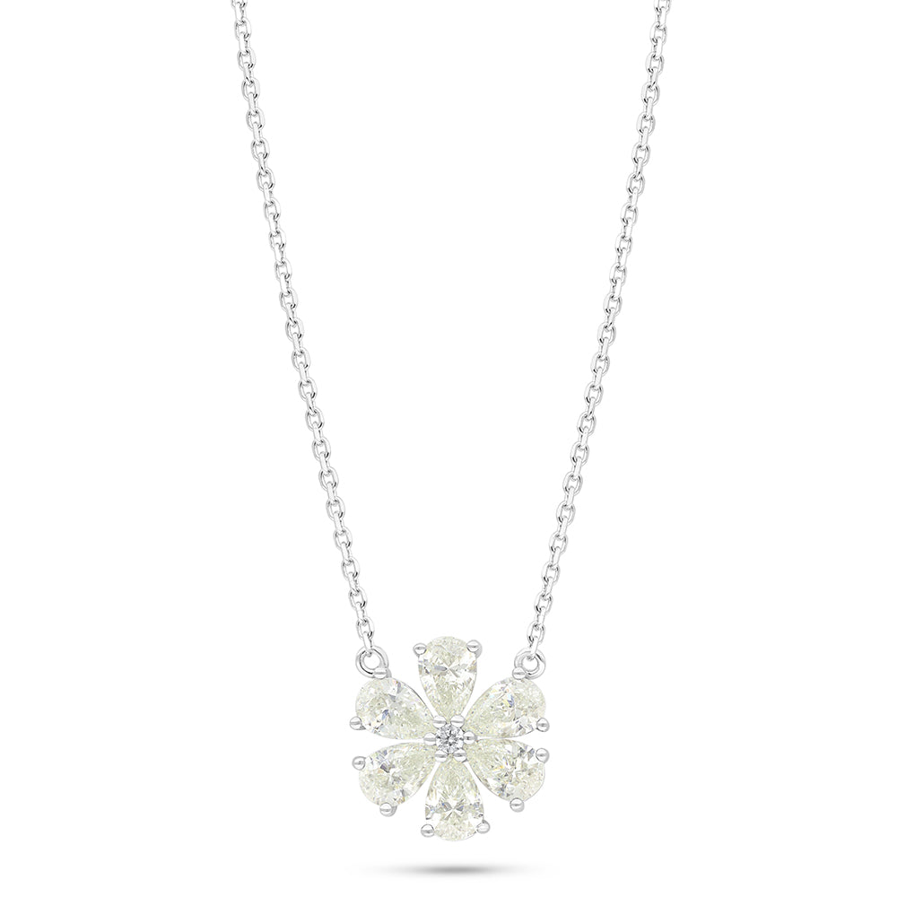 Sterling Silver 925 Necklace Rhodium Plated Embedded With Diamond Zircon And White Zircon