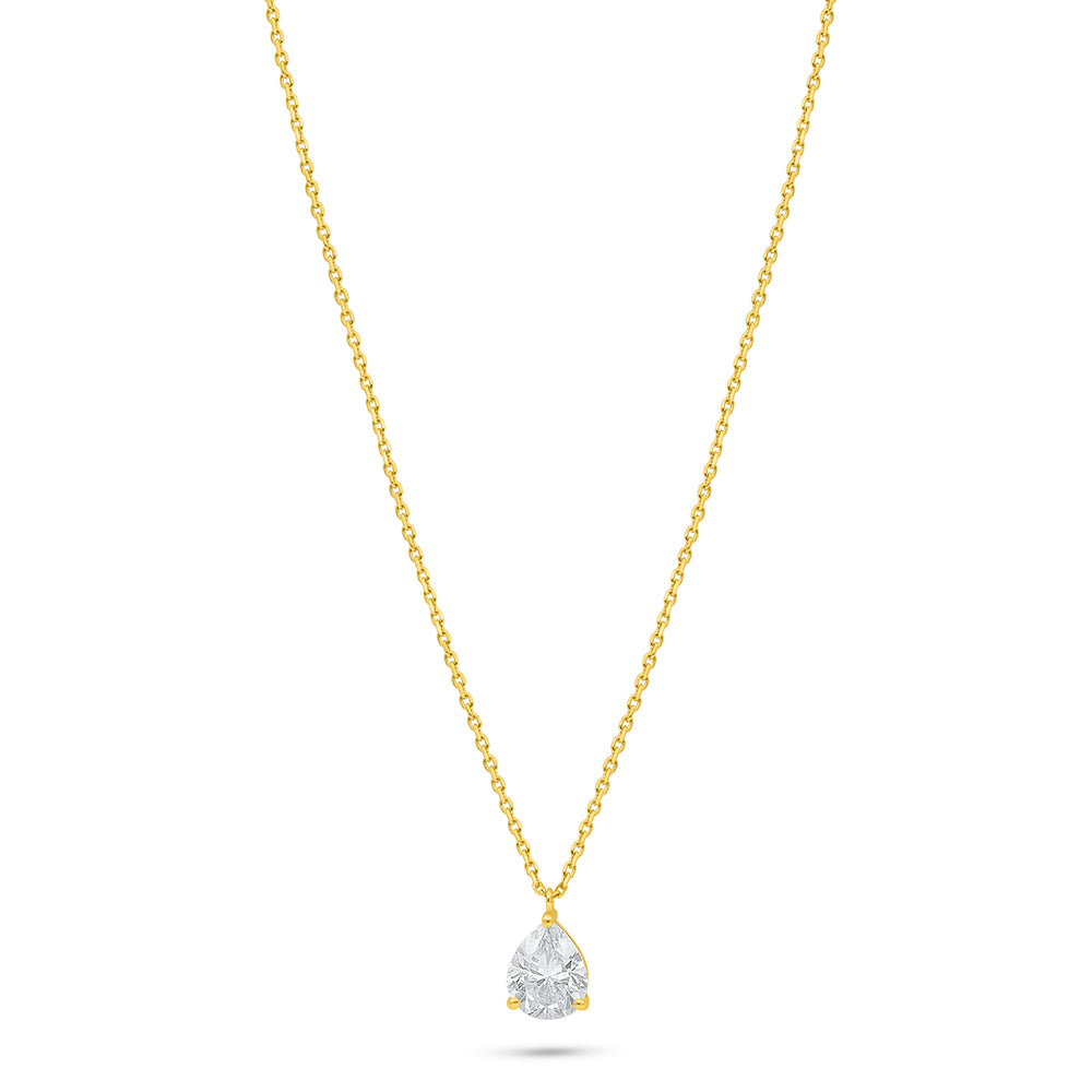 Sterling Silver 925 Necklace Golden Plated Embedded With Diamond Zircon