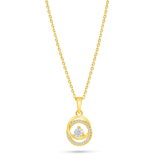 Sterling Silver 925 Necklace Golden Plated Embedded With White Zircon