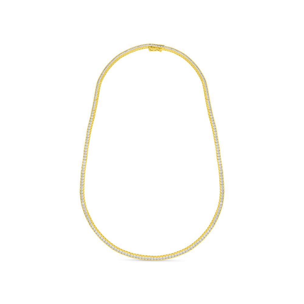 Sterling Silver 925 Necklace Golden Plated Embedded With White Zircon