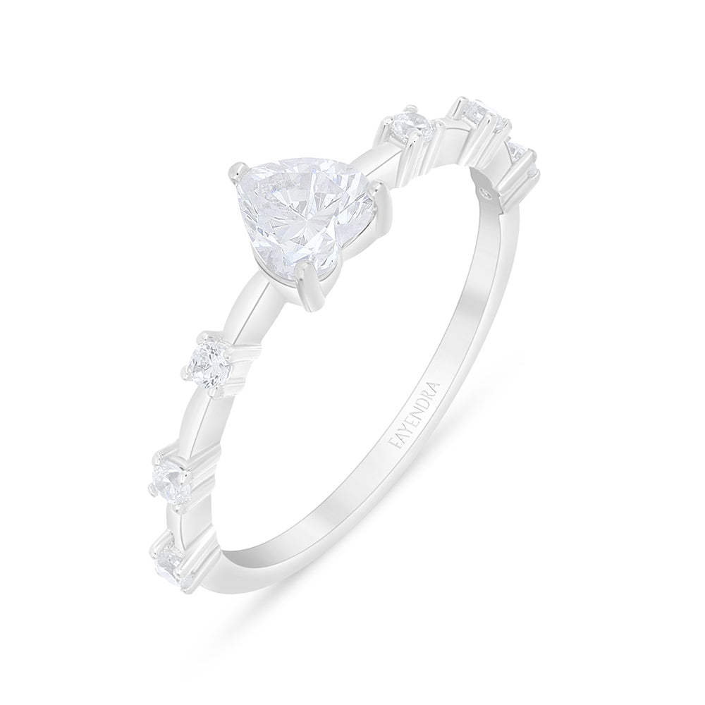 خاتم من الفضة الخالصة عيار 925 مطلي روديوم مرصع فص ابيض