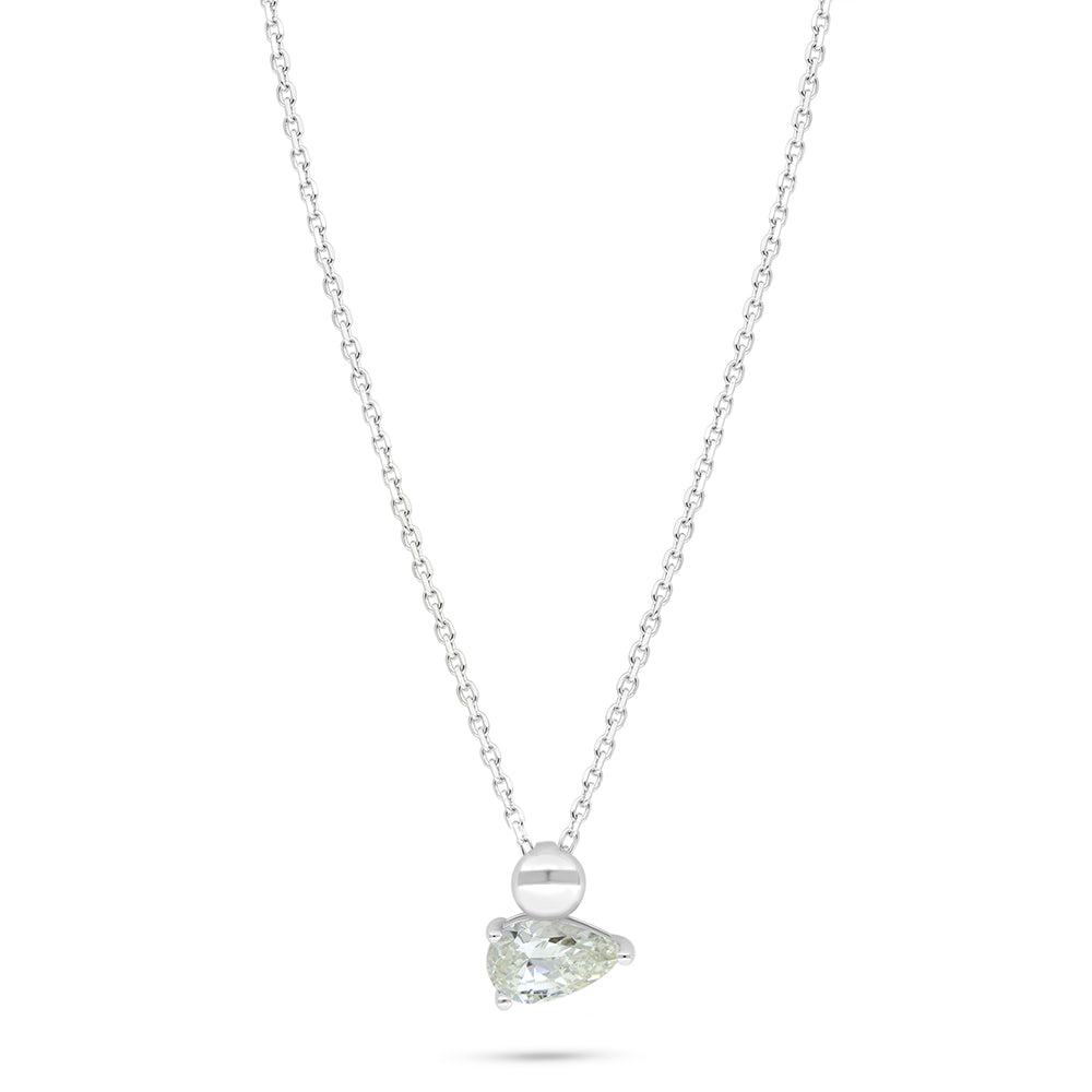 Sterling Silver 925 Necklace Rhodium Plated Embedded With Diamond Zircon And White Zircon