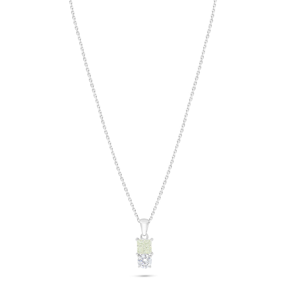 Sterling Silver 925 Necklace Rhodium Plated Embedded With Diamond Zircon And White Zircon