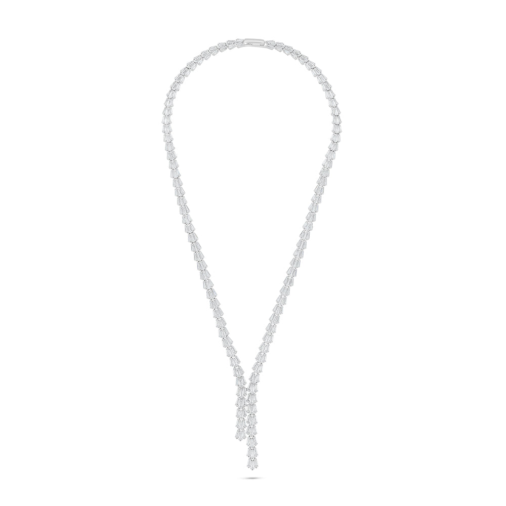 طقم فضة عيار 925 مطلي روديوم فص ابيض