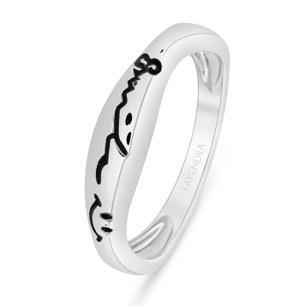 خاتم من الفضة الخالصة عيار 925 مطلي روديوم مرصع انميل اسود