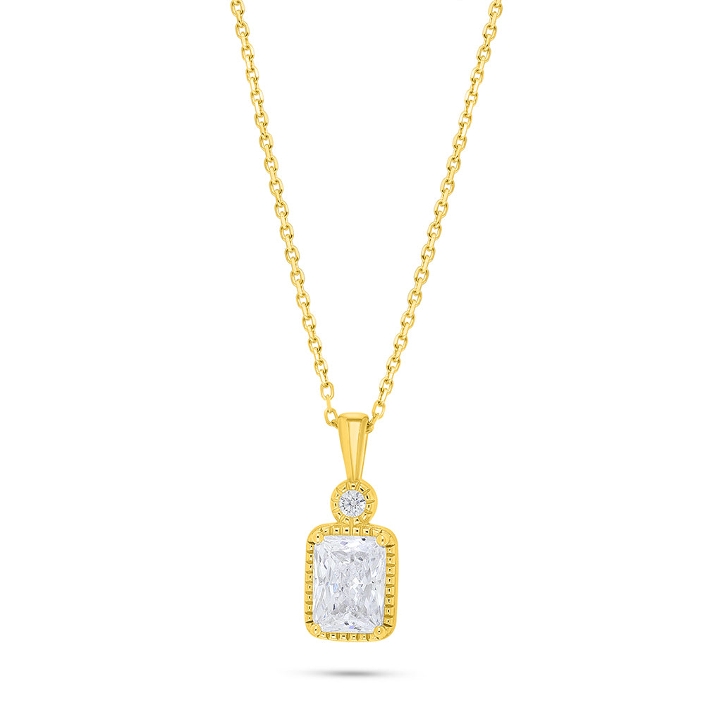 Sterling Silver 925 Necklace Golden Plated Embedded With White Zircon