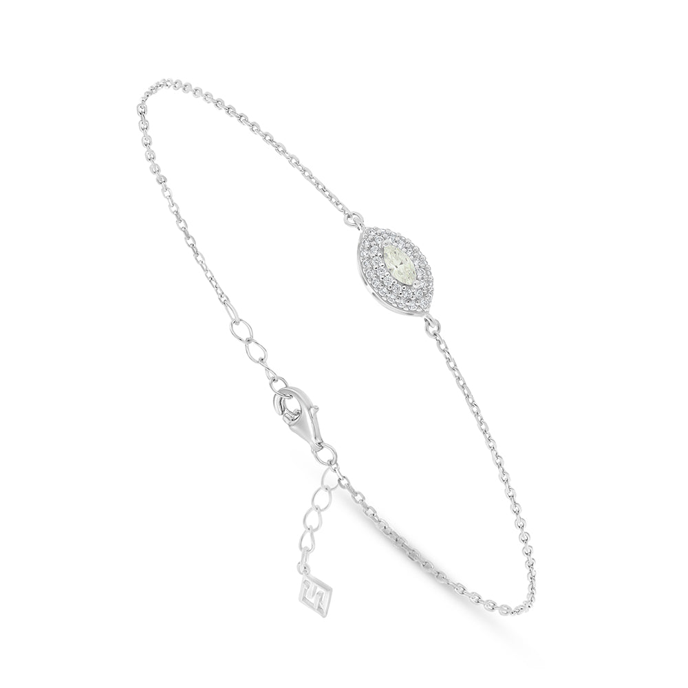 Sterling Silver 925 Bracelet Rhodium Plated Embedded With Diamond Zircon And White Zircon