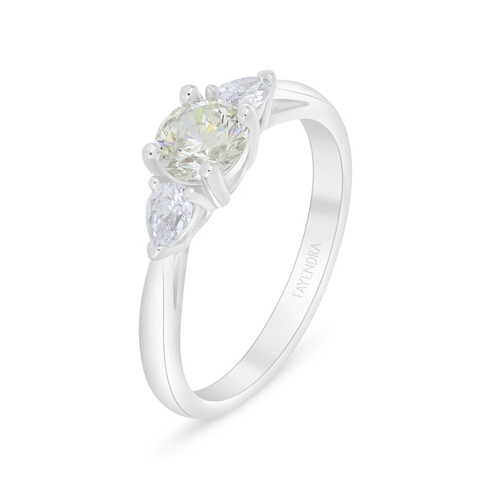 خاتم من الفضة الخالصة عيار 925 مطلي روديوم مرصع بالزركون الكناري الالماسي و فص ابيض