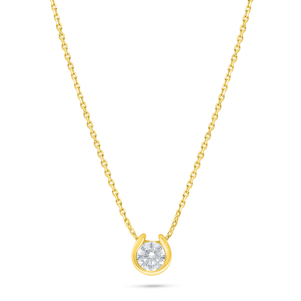Sterling Silver 925 Necklace Golden Plated Embedded With White Zircon