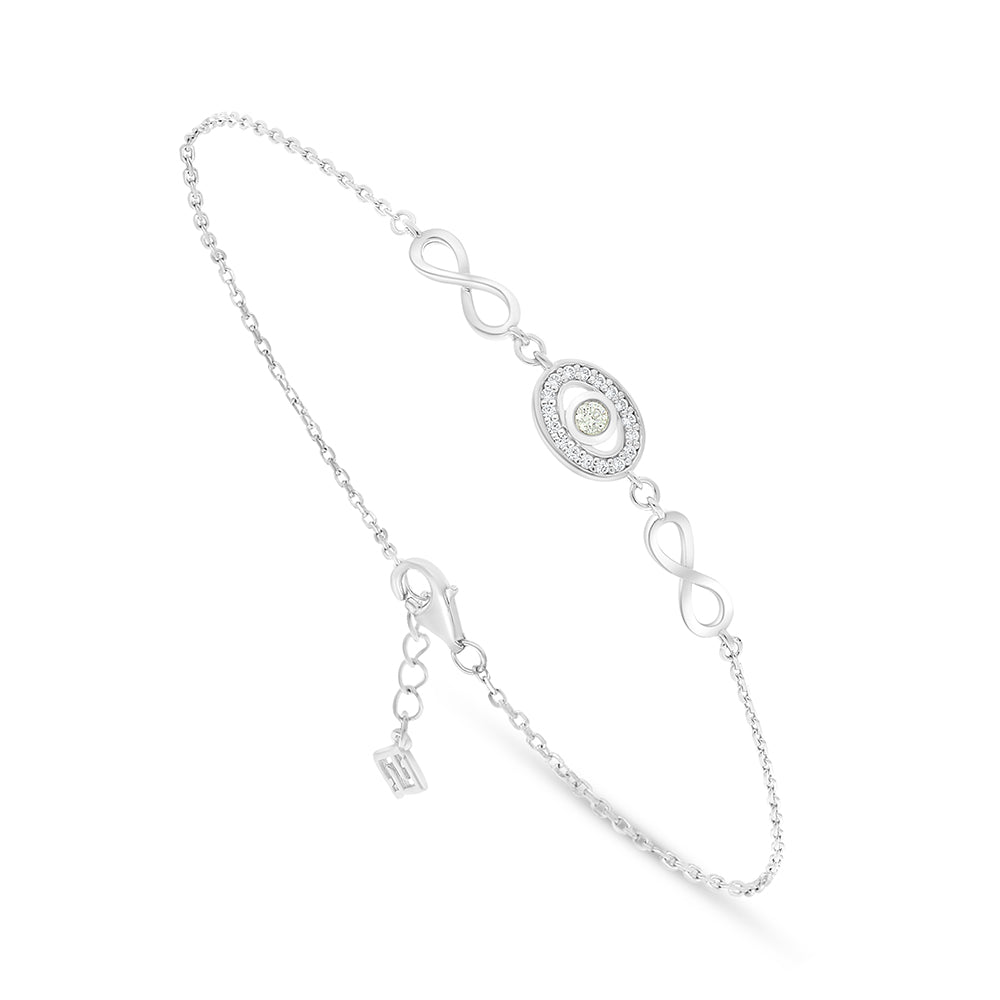 Sterling Silver 925 Bracelet Rhodium Plated Embedded With Diamond Zircon And White Zircon