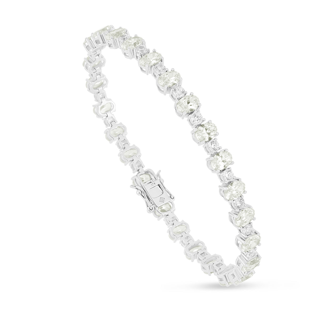 Sterling Silver 925 Bracelet Rhodium Plated Embedded With Diamond Zircon And White Zircon