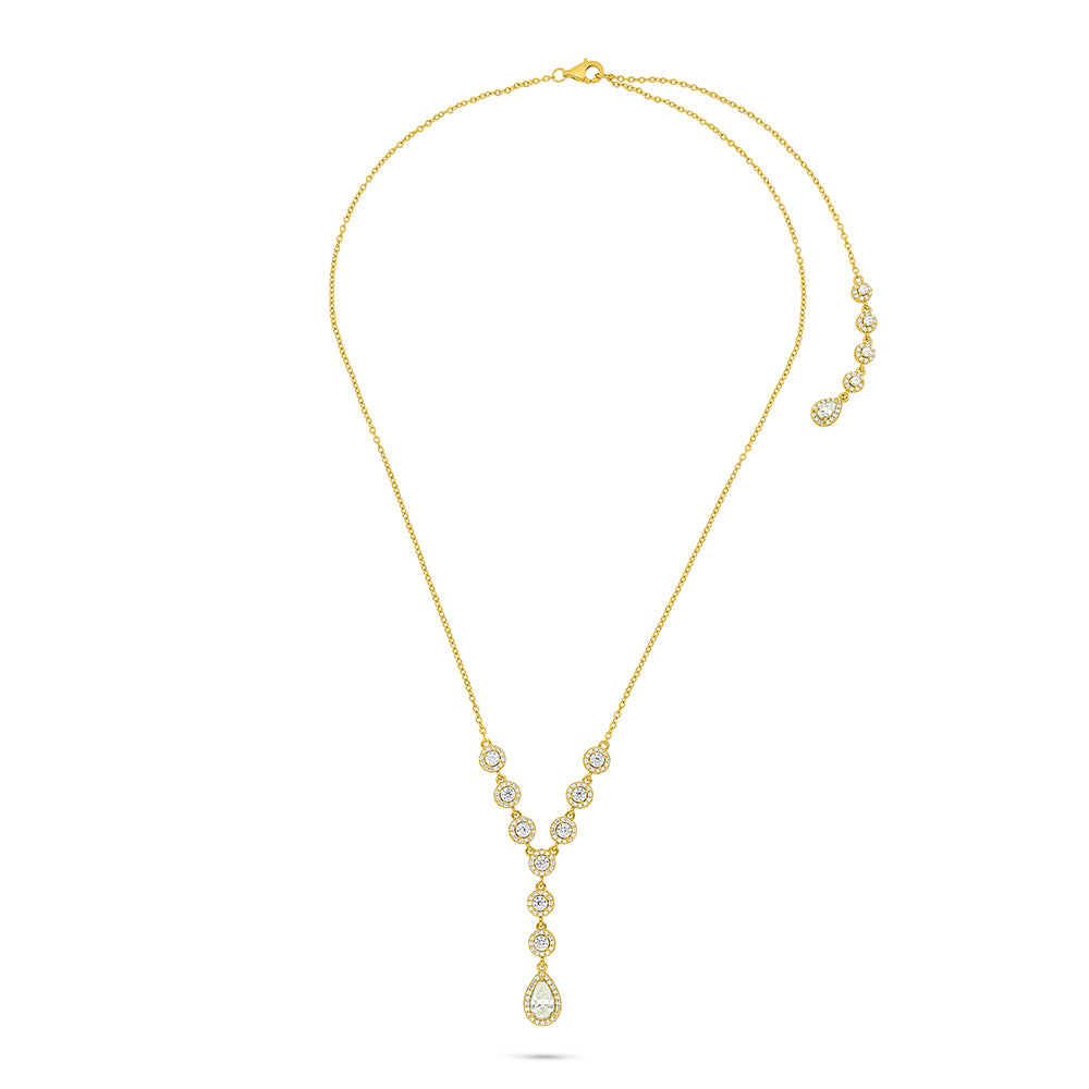 Sterling Silver 925 Necklace Golden Plated Embedded With Diamond Zircon And White Zircon