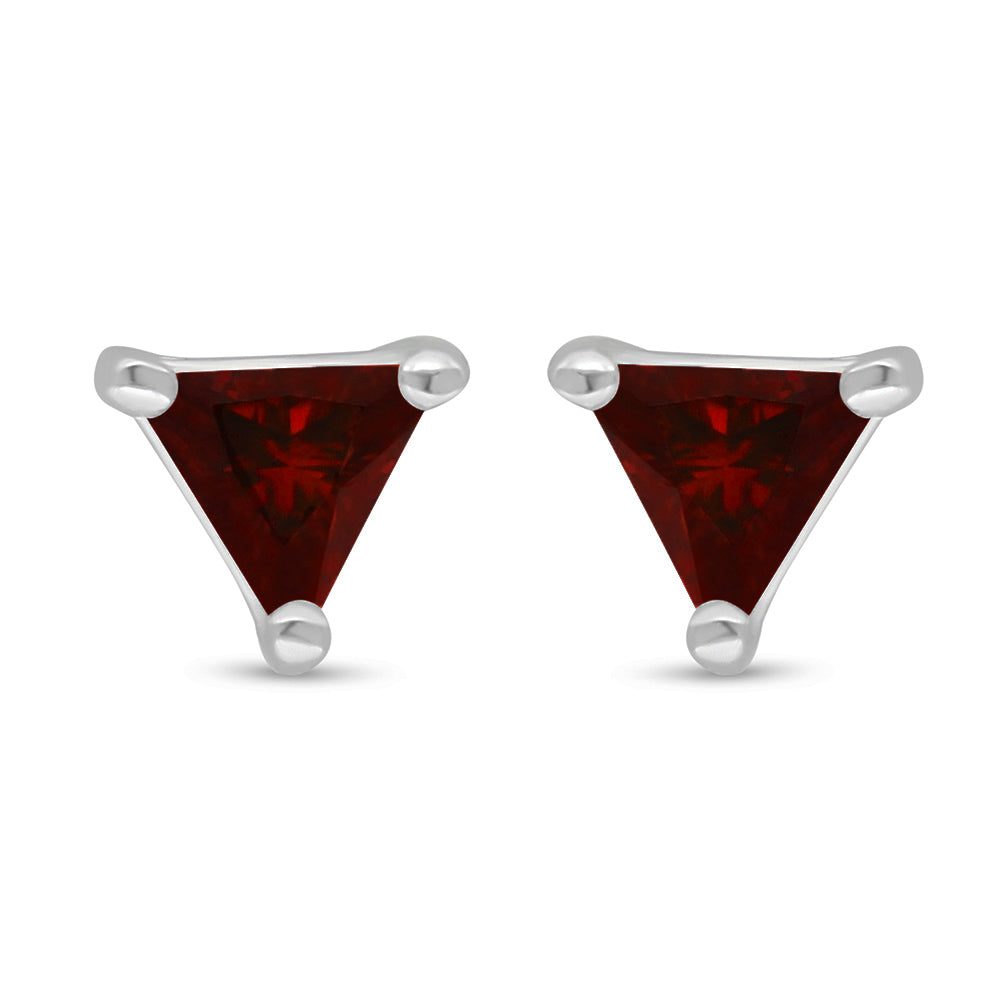 Sterling Silver 925 Earring Rhodium Plated Embedded With Ruby Corundum
