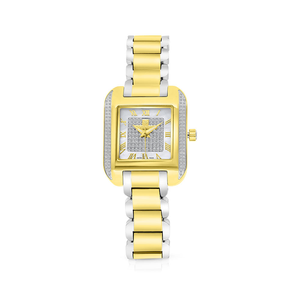 Stainless Steel 316 Watch Steel And Golden Color Embedded With White Zircon - MOP DIAL
