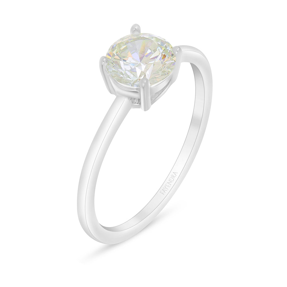 خاتم من الفضة الخالصة عيار 925 مطلي روديوم مرصع بالزركون الكناري الالماسي