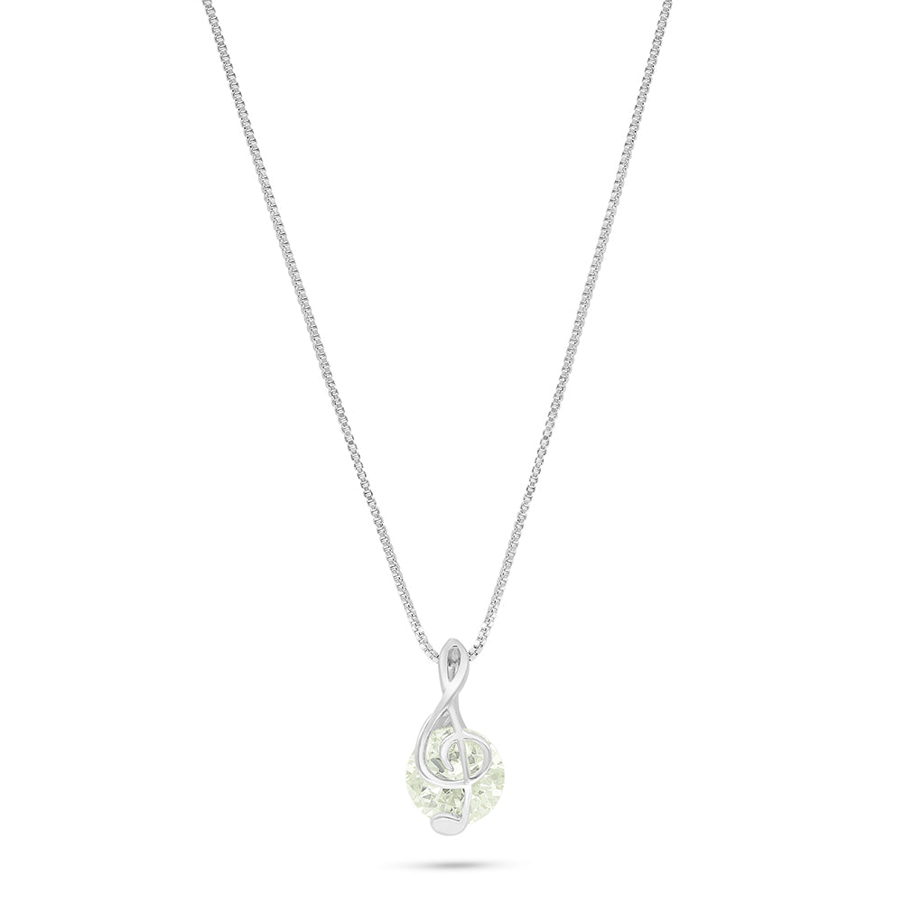 Sterling Silver 925 Necklace Rhodium Plated Embedded With Diamond Zircon