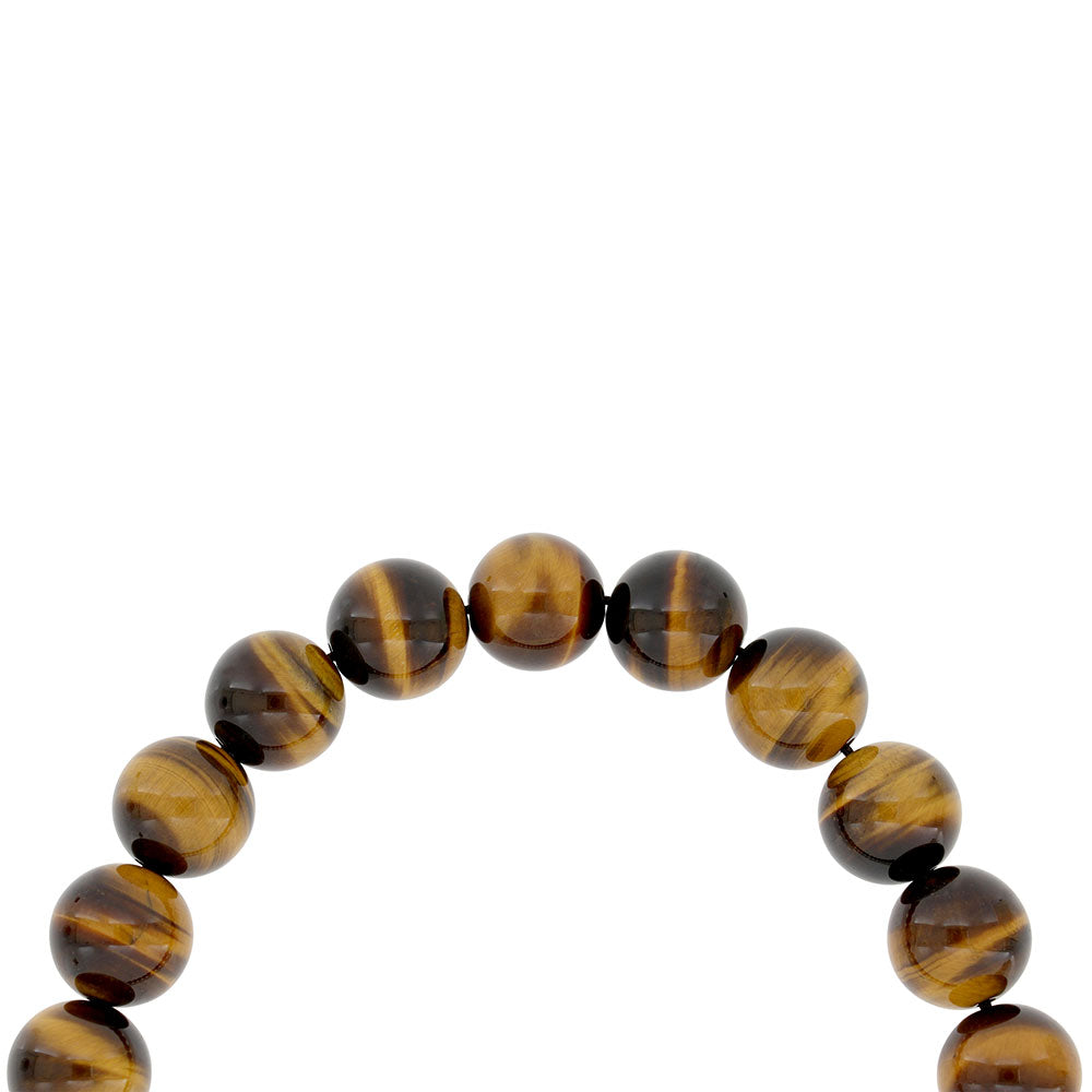Rosary 33 Sterling Silver 925 Set Oxidized Embedded With Yellow Tiger Eye Bead 12 ML LOGO