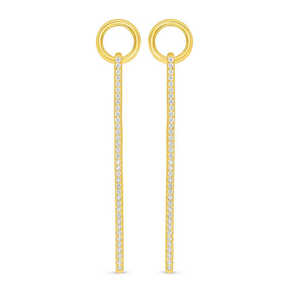 Sterling Silver 925 Earring Golden Plated Embedded With White Zircon