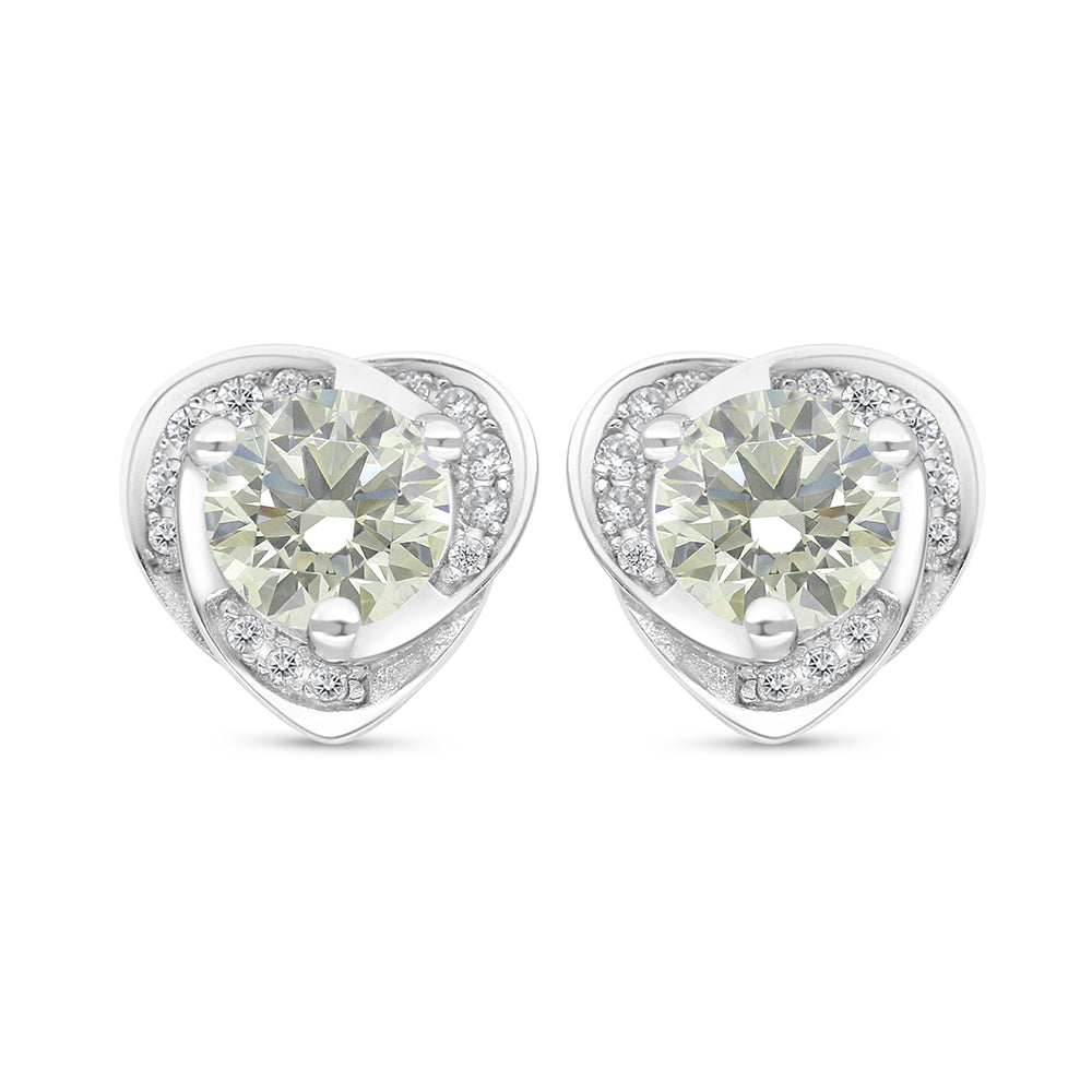 Sterling Silver 925 Earring Rhodium Plated Embedded With Diamond Zircon And White Zircon