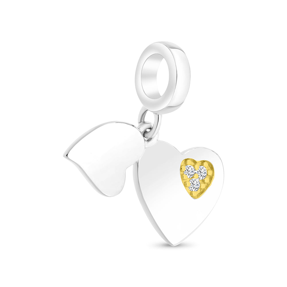 Sterling Silver 925 Pendant Rhodium And Gold Plated Embedded With White CZ