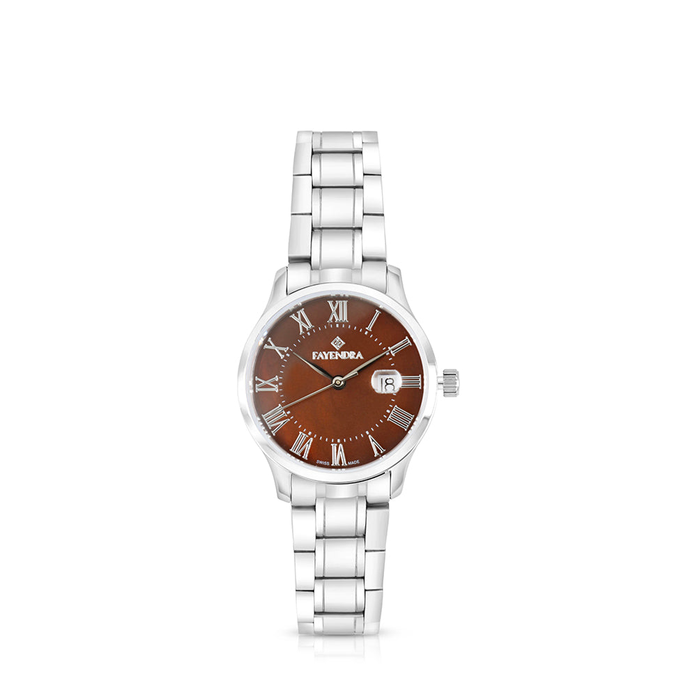 Stainless Steel 316 Watch Silver Color - BROWN MOP DIAL