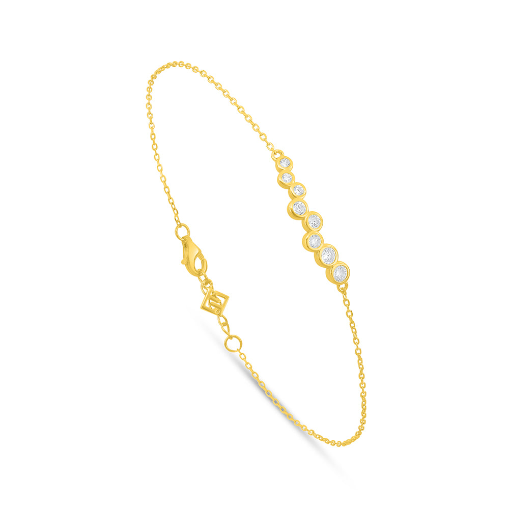 Sterling Silver 925 Bracelet Golden Plated Embedded With White Zircon