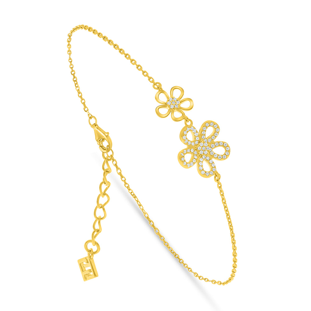 Sterling Silver 925 Bracelet Golden Plated Embedded With White Zircon