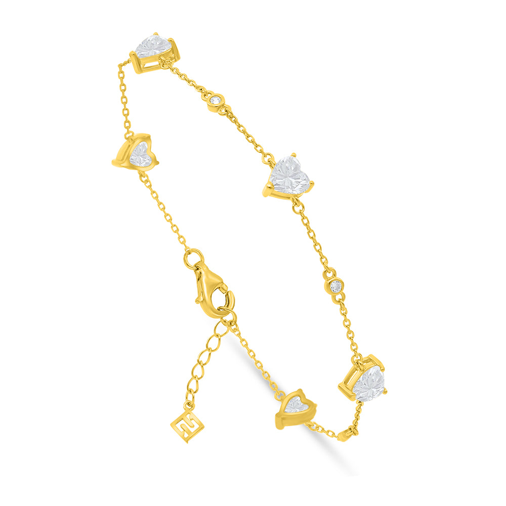 Sterling Silver 925 Bracelet Golden Plated Embedded With White Zircon