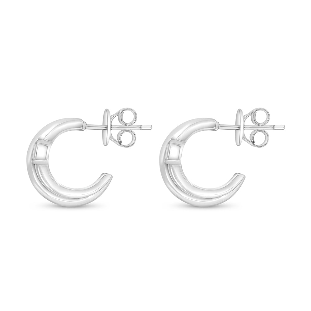 Sterling Silver 925 Earring Rhodium Plated Embedded With White Zircon