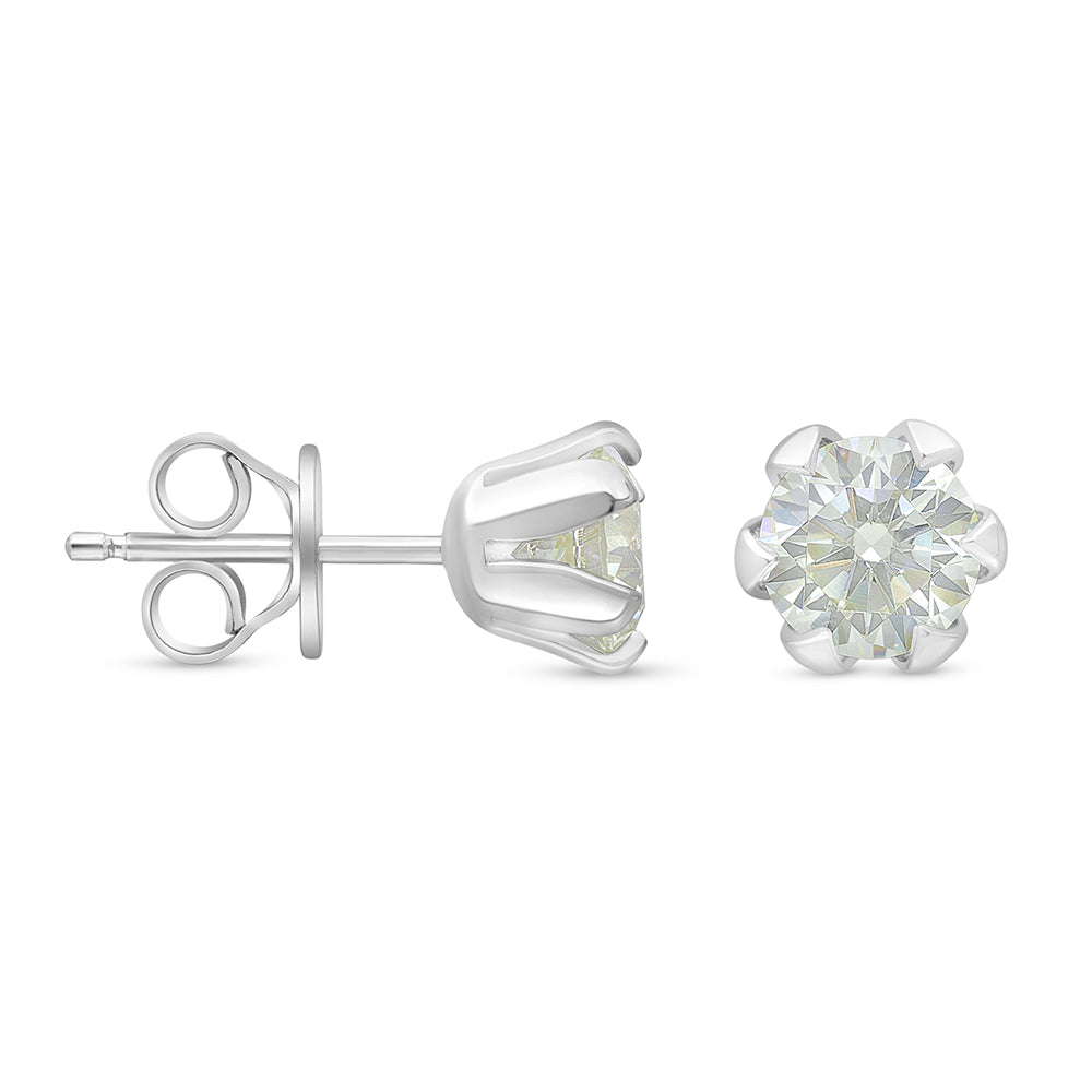 Sterling Silver 925 Earring Rhodium Plated Embedded With Diamond Zircon