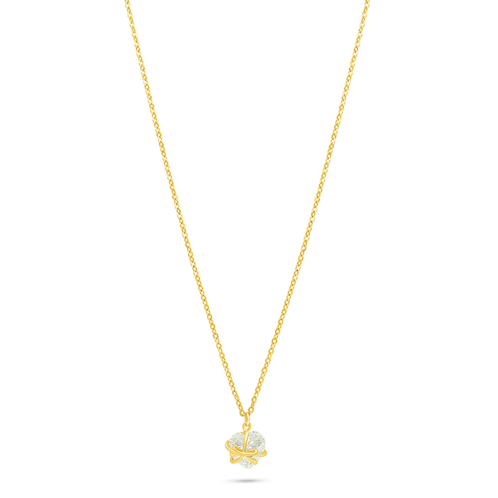 Sterling Silver 925 Necklace Golden Plated Embedded With White Zircon