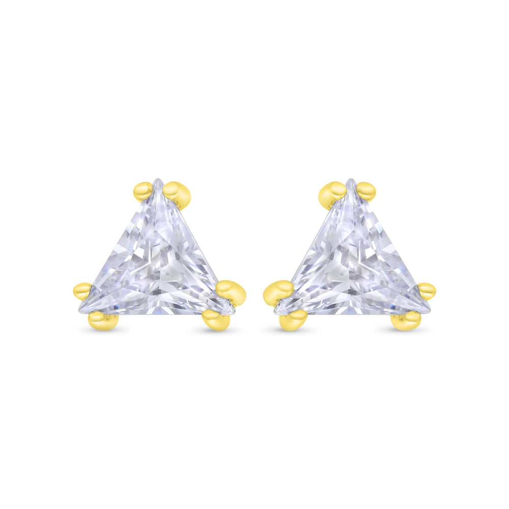 Sterling Silver 925 Earring Gold Plated Embedded With White CZ