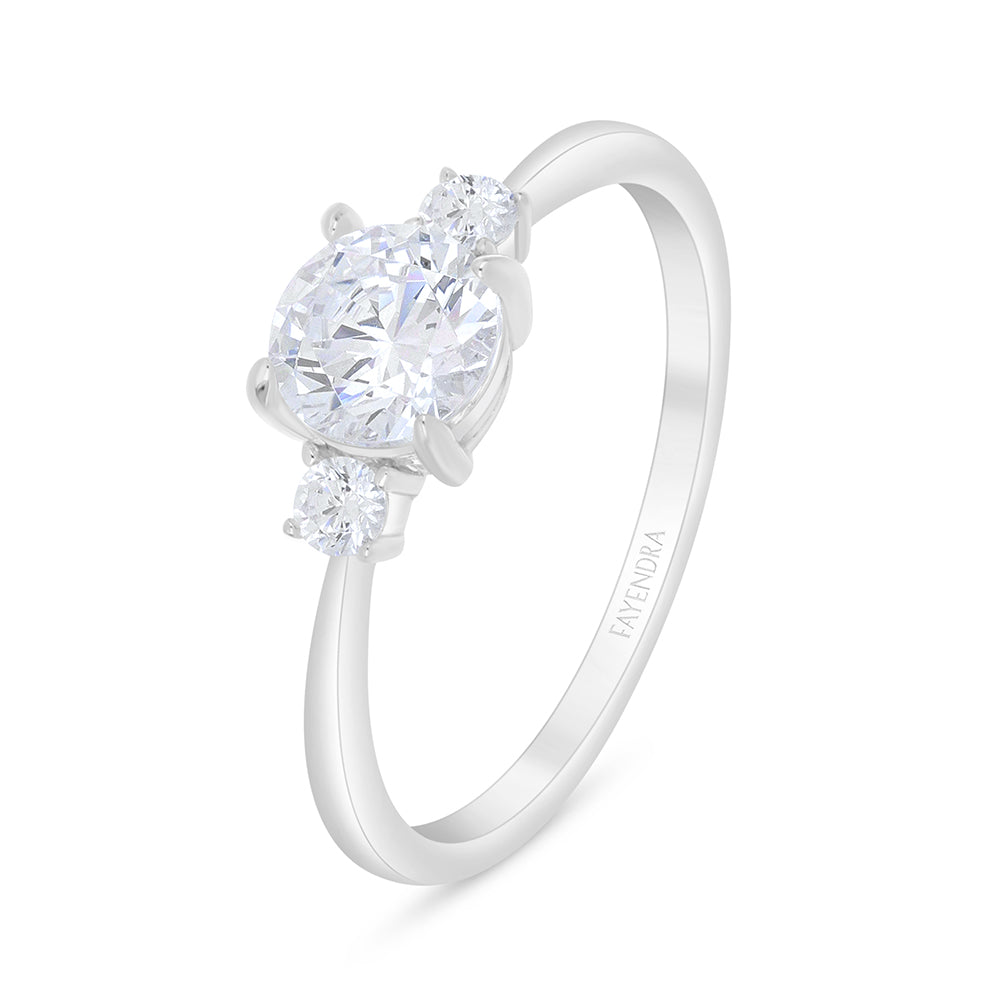 خاتم من الفضة الخالصة عيار 925 مطلي روديوم مرصع فص ابيض