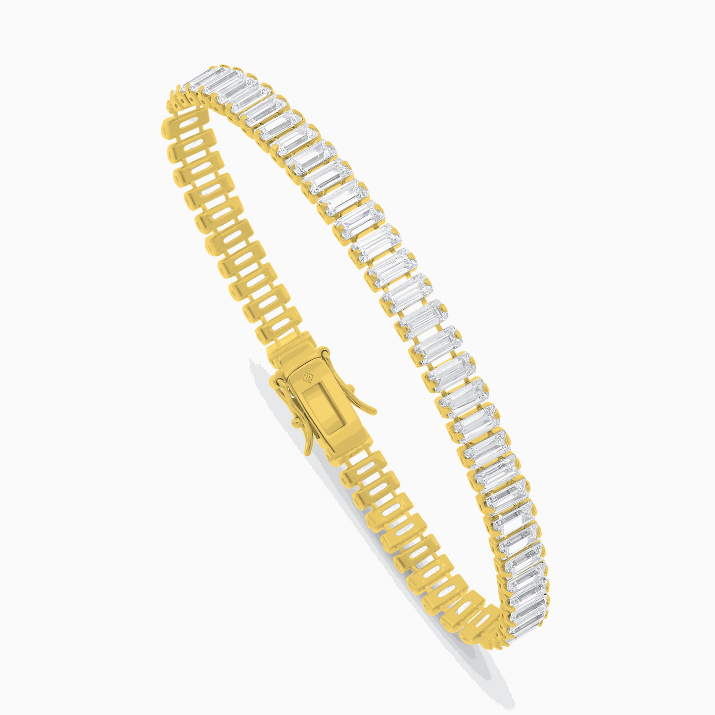 اسورة من الفضة الخالصة عيار 925 مطلية ذهبي مرصعة فص ابيض