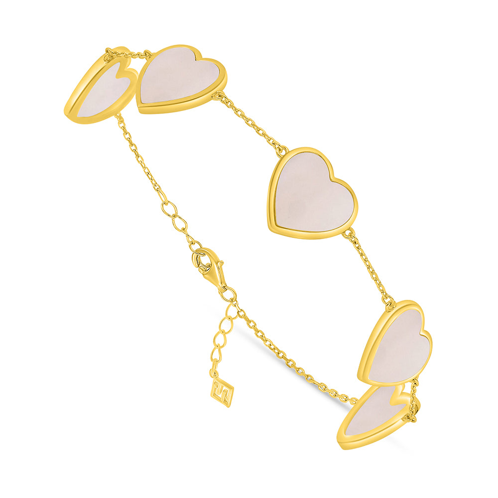 Sterling Silver 925 Bracelet Golden Plated Embedded With Pink Shell