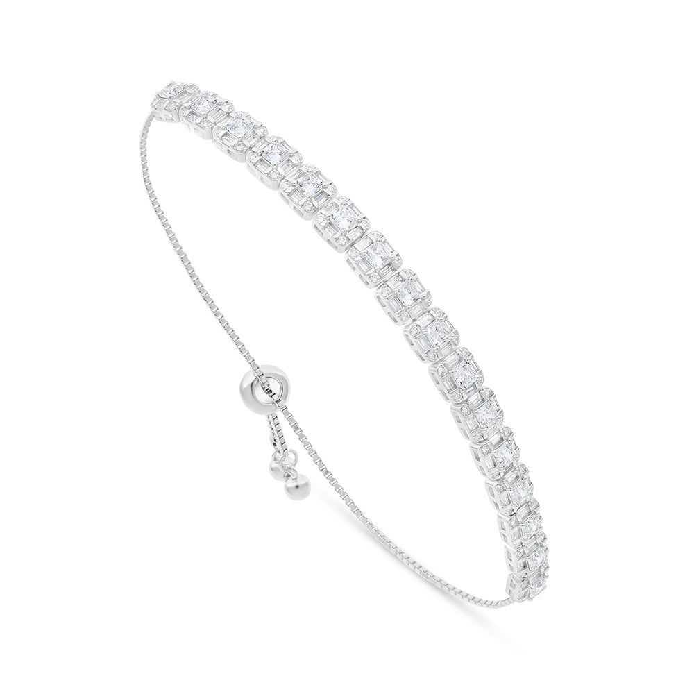 Sterling Silver 925 Bracelet Rhodium Plated Embedded With White Zircon