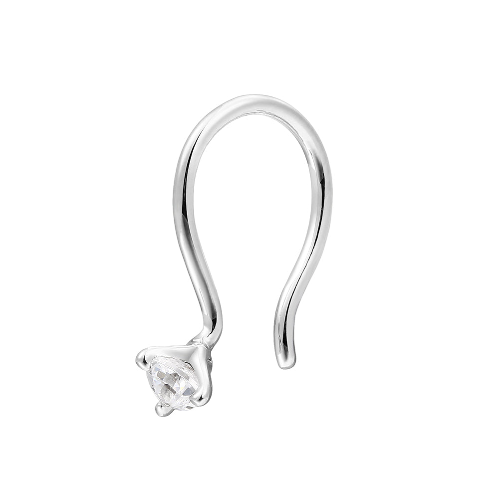 Sterling Silver 925 Nose Rings Rhodium Plated Embedded With Natural CVD Diamonds